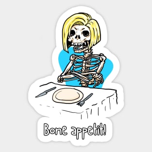 Bone appetit funny skeleton pun Sticker